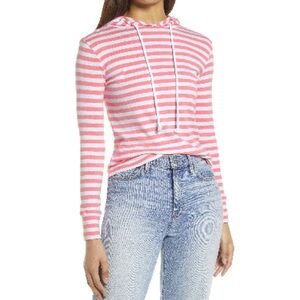 Caslon Knit Hoodie. Pink Flamingo. S.